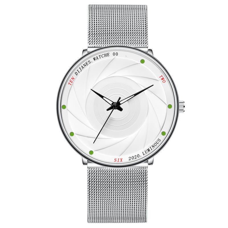 Dijanes Men'S Watch Trend Student Stainless Steel Mesh Strap Quartz Movement Watch