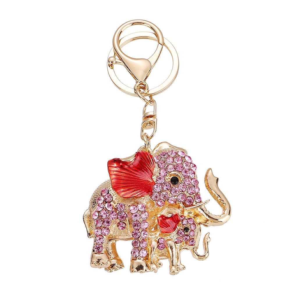 Cartoon animal elephant keychain, cute, diamond studded, little elephant, diamond studded bag pendant