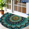 1Pcs Turquoise Gold Bead Semi Circle Welcome Doormat Non-Slip for Outdoor Patio Porch Kitchen Bathroom Entryway Floor Mat