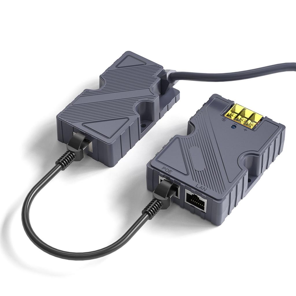 Injektor PoE GigE 150W z ochroną przeciwprzepięciową i ESD, konwerter DC 12V do 48V, zestaw adaptera Ethernet