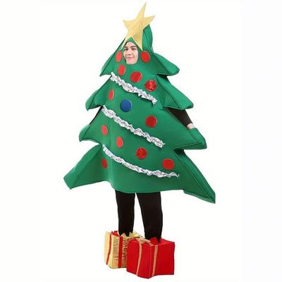 Tree Shaped Christmas Performance Costume With Footwear Gift Shaped Shoes Christmas Tree Suit Funny Happy Family Look