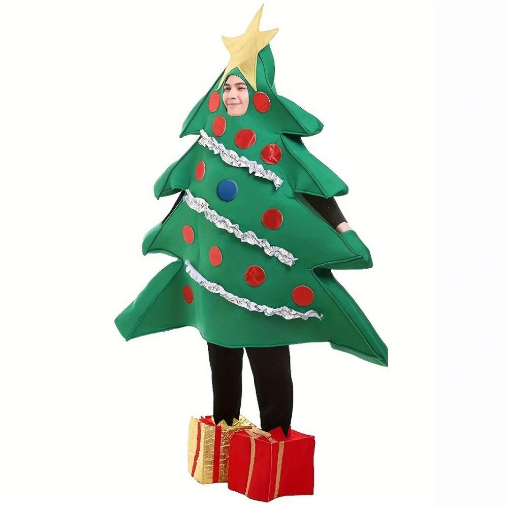 Tree Shaped Christmas Performance Costume With Footwear Gift Shaped Shoes Christmas Tree Suit Funny Happy Family Look
