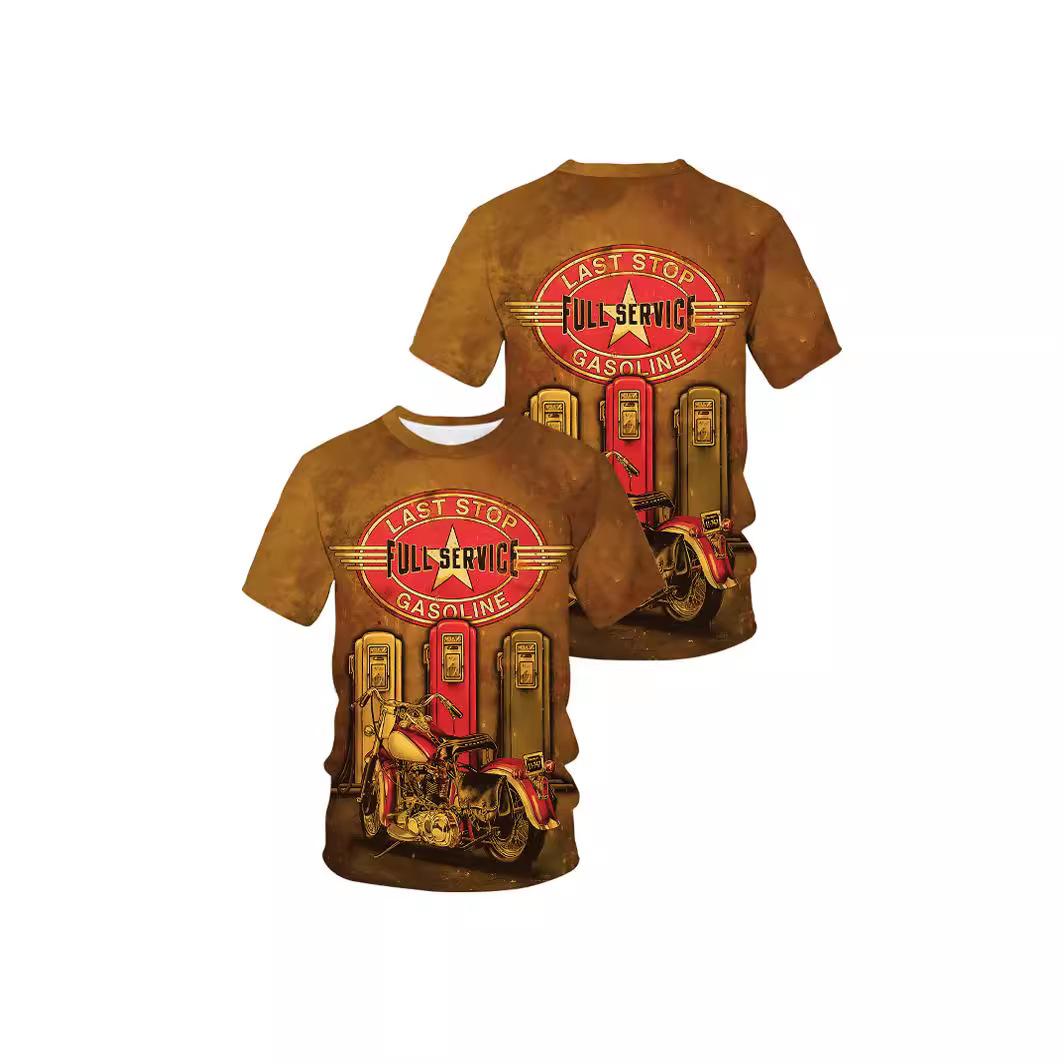 Летние мотоциклетные мужские футболки с 3D принтом модные повседневные спортивная одежда с круглым вырезом и короткими рукавами уличная одежда в стиле Харадзюку топы большого размера XL 1126₽