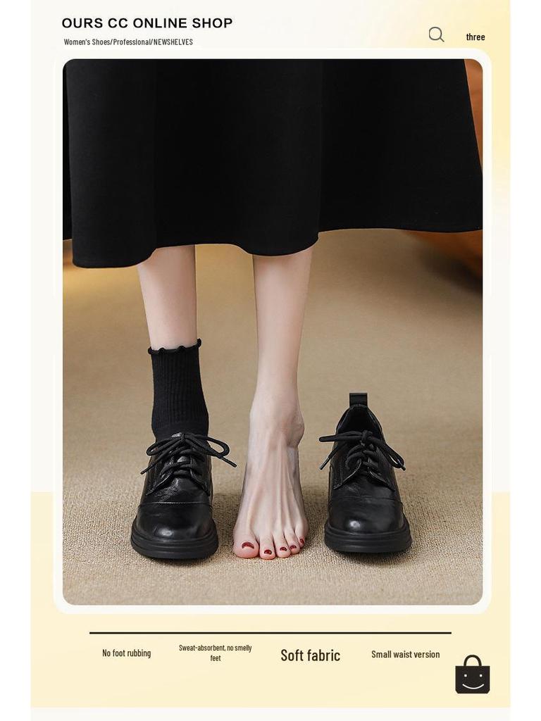 Damen Lammleder Retro Klobige Absatz Slipper mit dicken Sohlen und runder Zehenpartie, 2025 Schnürdesign, Britischer Stil.