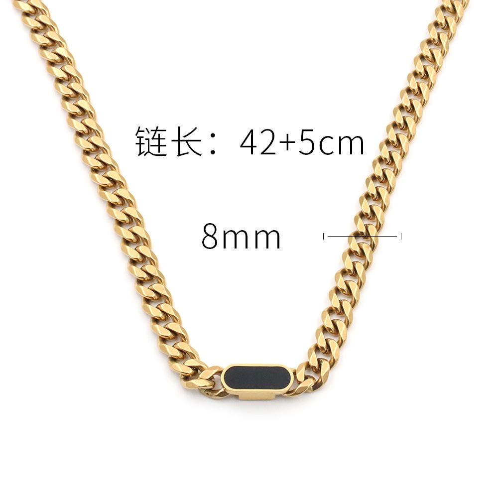 Wind Persönlichkeit Einfache Titanstahl Halskette 18K Gold Vakuum Beschichtet Kubanische Kette Schlangenknochen Kette