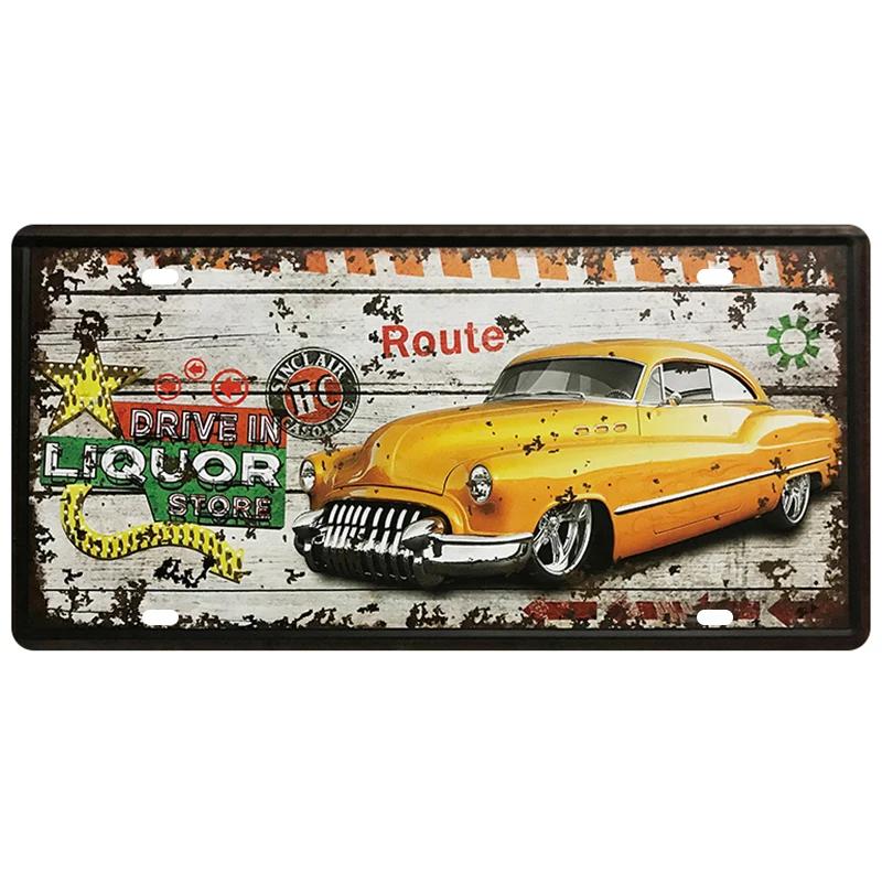 Motor Bus Car Plate License Metal Tin Signs US Route 66 Tinplate Poster Vintage Pin Up Signs Bar Cafe Garage Wall Decor Plaques