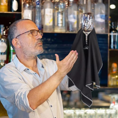 Sinland Microfiber Cloths, Glass Cloths, Multi-Purpose Cleaning Supplies for Glass and Dish Wiping, 51cm x 64cm, Pack of 2, Black