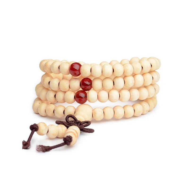 6mm Natural Sandalwood Buddhist Buddha Meditation Wood Prayer Bead Mala Bracelet Bangles Women Men Jewelry 108 Beads Bijoux