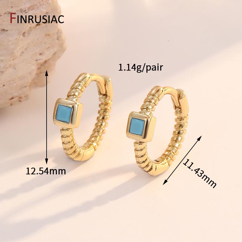 14K Gold Plated Brass Round Huggie Hoops Earrings,Women Zircon Circle Piercing Earrings Fashion Party Zircon Accessories