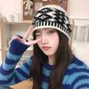 Retro Diamond Knitted Cold Hat Women's Season Korean Version Shows a Small Face, Big Head Circumference Wool Hat, Warm and Cold Hat