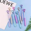 5pcs Set Diamond Heart Round Ballpoint Pen Colorful Imitation Metal Rod Crystal Liquid Sand Crushed Diamond Pen Crystal Gemstone Ballpoint Pen