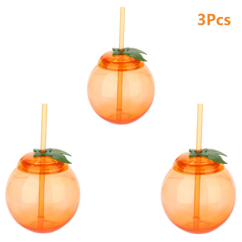 1/3 Pezzi Tazza di Plastica a Forma di Frutta con Cannuccia Carina Arancia Anguria Bottiglia da Bere per Festa Estiva in Spiaggia Uso Domestico Tazza per Bevande