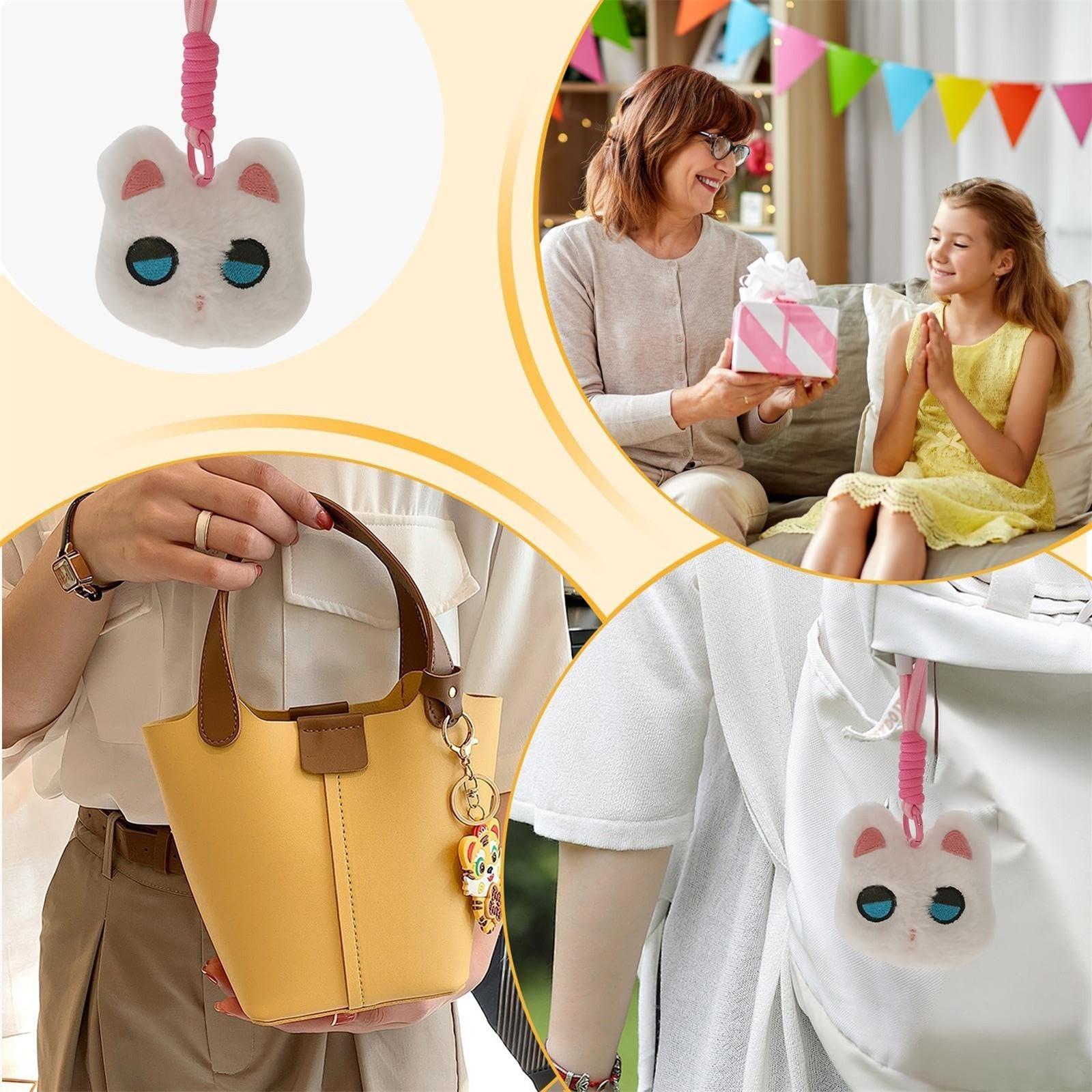 

Милая подвеска в виде кошки для сумки, очаровательный брелок, очаровательная пищащая плюшевая кукла, сумка, подвеска для рюкзака для женщин One Size белый