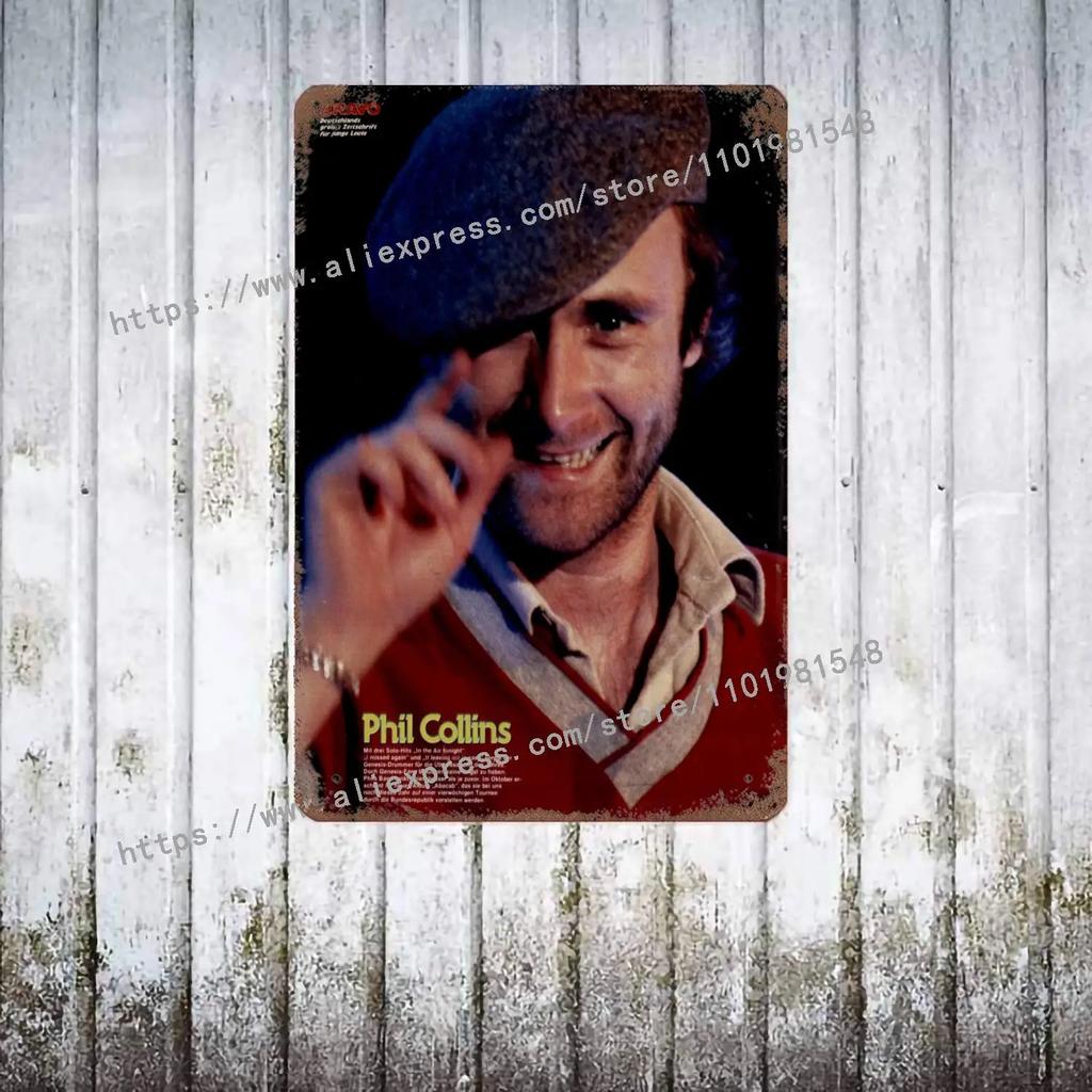 Phil Collins Drummer Metal Decor Poster Vintage Tin Sign Metal Sign Decorative Plaque for Pub Bar Man Cave Club Wall Decoration