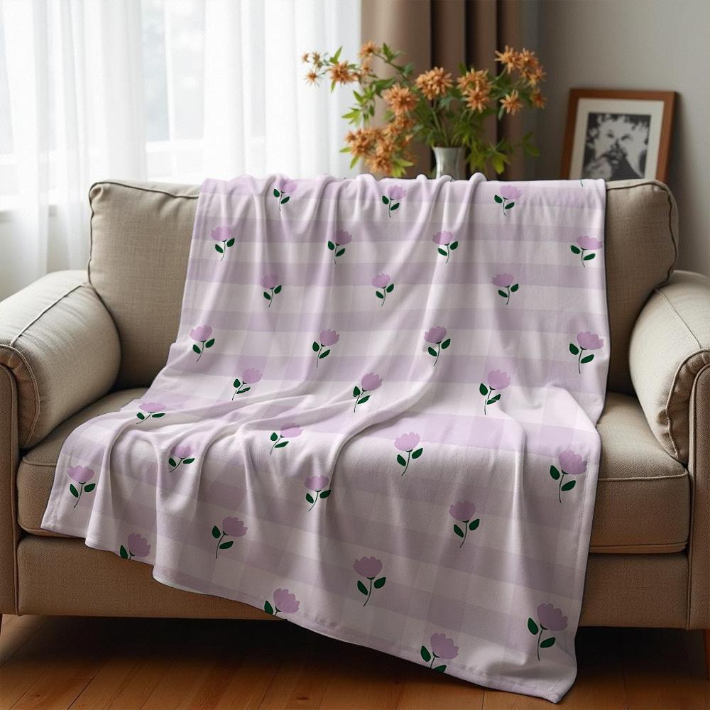 Lavender Starry Soft Flannel Blanket Breathable Warm Throw for Office Car Sofa Kids Room Birthday Xmas Gift