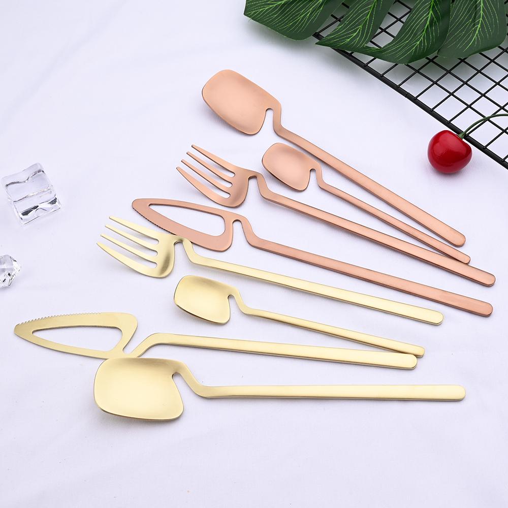 8People Black Dinnerware Set 304 Stainless Steel Kitchen Decor Spoon Fork Knife Tableware Matte Cutlery Party Bar Flatware Set