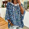 Women's Vintage Floral Print Drawstring Hoodie Loose Fit Casual Sweatshirt Top