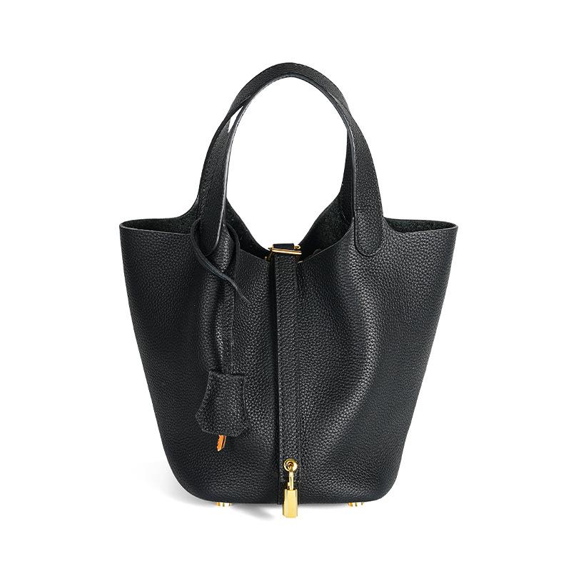 [New] High-quality First-layer Cowhide Niche Vegetable Basket Handbag Female, Genuine Leather Large-capacity High-end Bucket Bag
