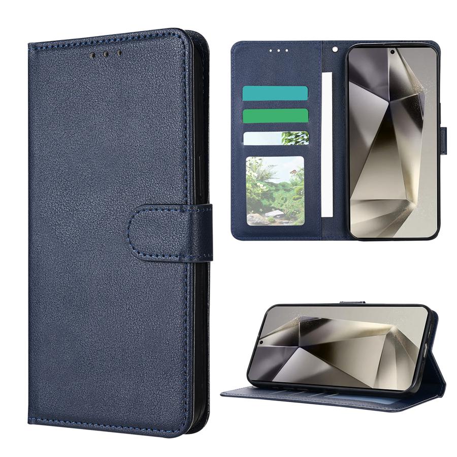 

Wallet With Card Photo Frame Magnetic Flip Leather Case For Samsung Galaxy S25 Ultra S24 FE S23 Plus S22 S21 S20 FE A16 A35 A55 Galaxy A55 темно-синього кольору