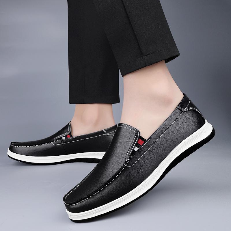 Fashion High Quality Split Leather Loafers Fashion Soft Soles Comfortable Business Office Shoes Men Slip-on Flat Bottomed Driving Shoes