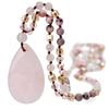 Elegante Collana a Goccia in Cristallo Rosa Annodata a Mano per Donna – Stile Lungo con Sensazione di Alta Gamma