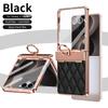 Luxury Diamond PU Leather Phone Case for Samsung Z Flip 8 7 6 5 4 Flip6 Flip7 Flip8 Ring Holder Hinge Protective Cover Women