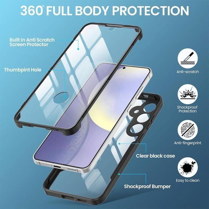 Coque de protection - BOOLING - Samsung Galaxy S24 FE - Bordure Renforcée - Protection 360° - Noir