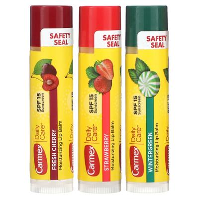 Carmex, Tägliche Pflege, Feuchtigkeitsspendender Lippenbalsam, Umfassend, LSF 15, 3 Stück, 0,15 oz (4,25 g) Jeder