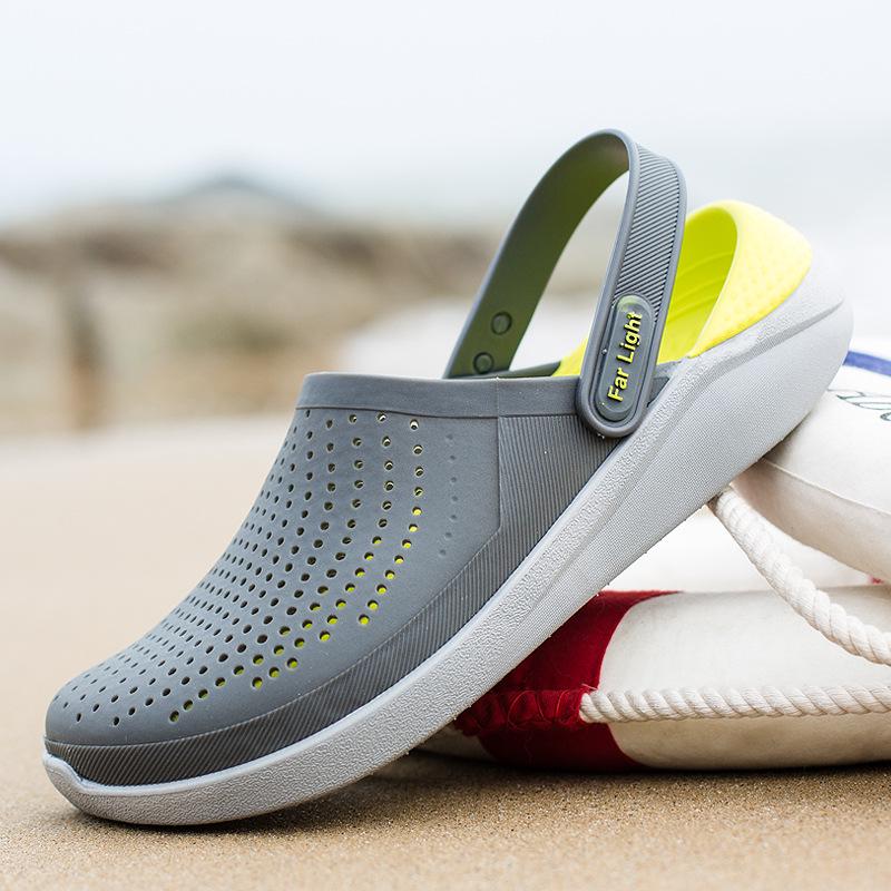 Men's Summer Non-Slip Breathable Hole Shoes: Soft-Soled Double-Use Sports Beach Sandals