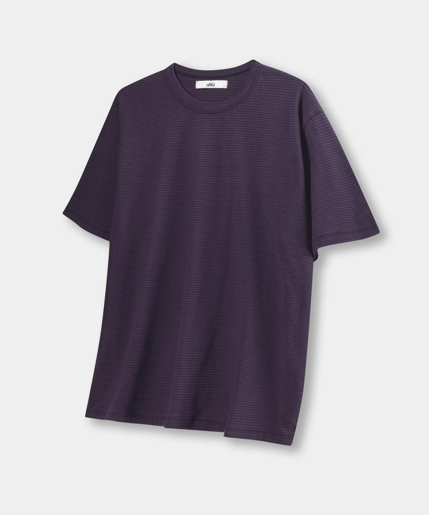Lambeulla Binding Stripe Short Sleeve T-Shirt [Dark Purple]