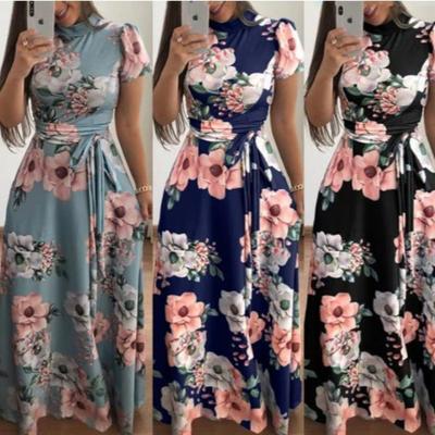 Autumn and Winter Casual Printed Strappy Long Dresses Dresses Women's Versatile Fashion