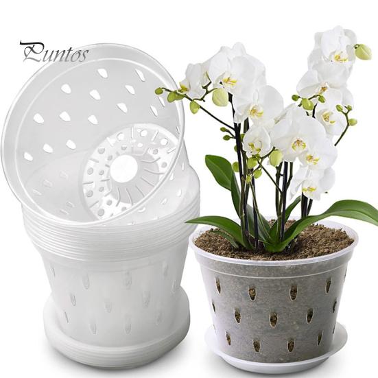 Clear Orchid Pot Reusable Orchid Flowerpot with Holes Plastic Ventilated Planter for Repotting Growing Indoor Outdoor Orchids