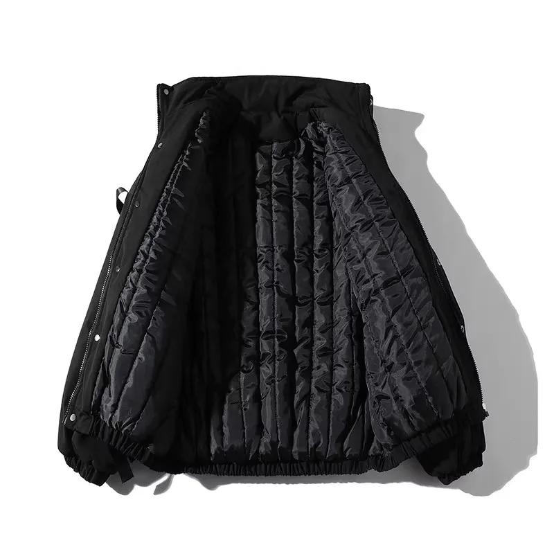 Winter Herren Schwarze Pufferjacke Herren Baumwollgepolsterte Jacken Herren Bänder Parka Damen Mode Streetwear Windbreaker Mäntel
