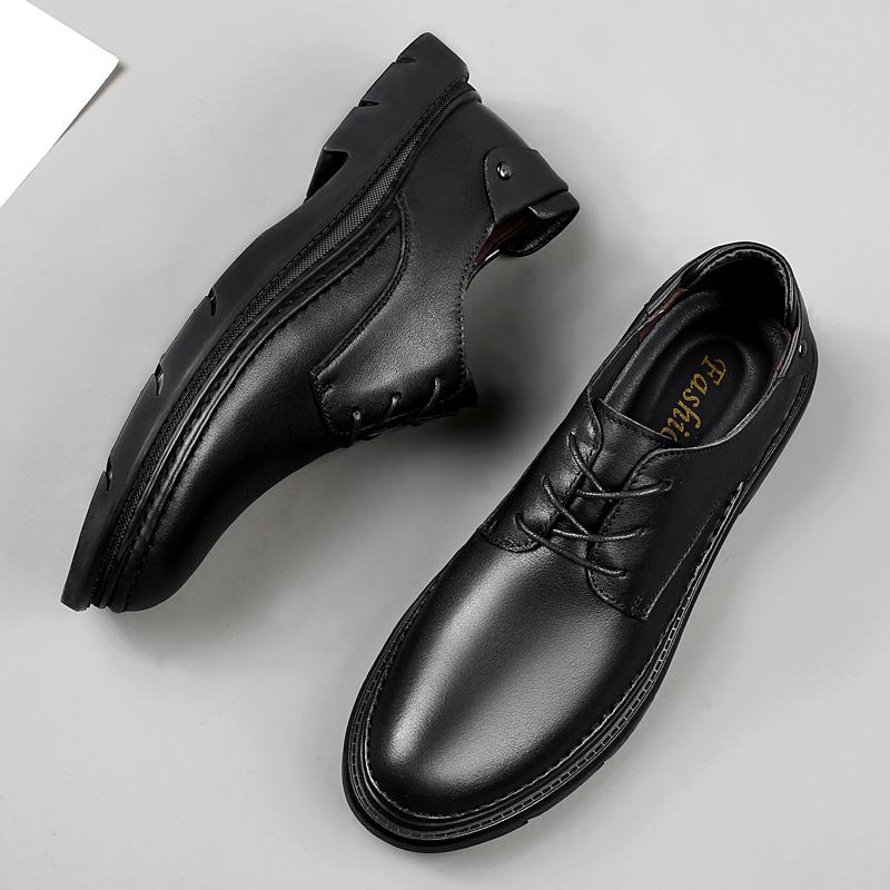 Mode Herrskor i Äkta Läder Brittisk Stil Herr Oxfords Skor Casual Snörskor Formella Affärsskor Bröllopsklädsel Skor