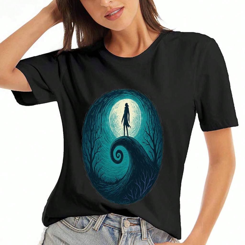 Nightmare Before Christmas Jack Sally Women's Cotton TShirt, Pure Cotton HighQuality Print, Durable And Longlasting, Casual And Fashionable.