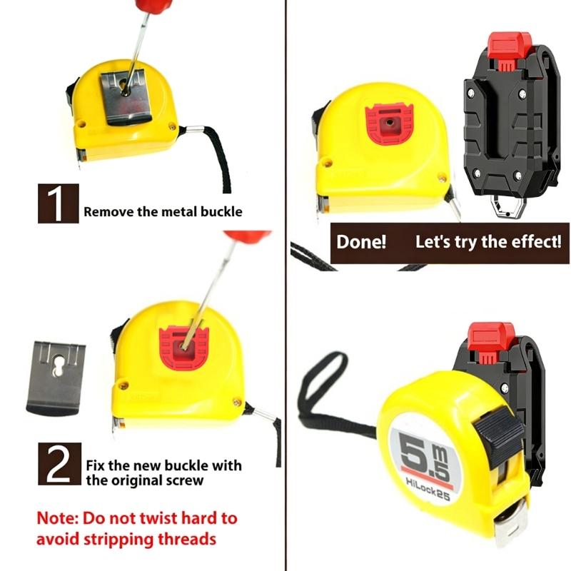 Universal Retractable Tape Measure Hook Mount With Press Button Release Fit Most Standard Measuring Tool 80x43mm