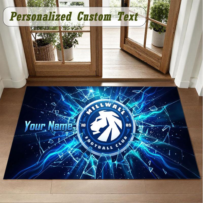 Crystal Velvet Square Rug Custom NameMillwall FC Pattern Non Slip Home Floor Decor Rug