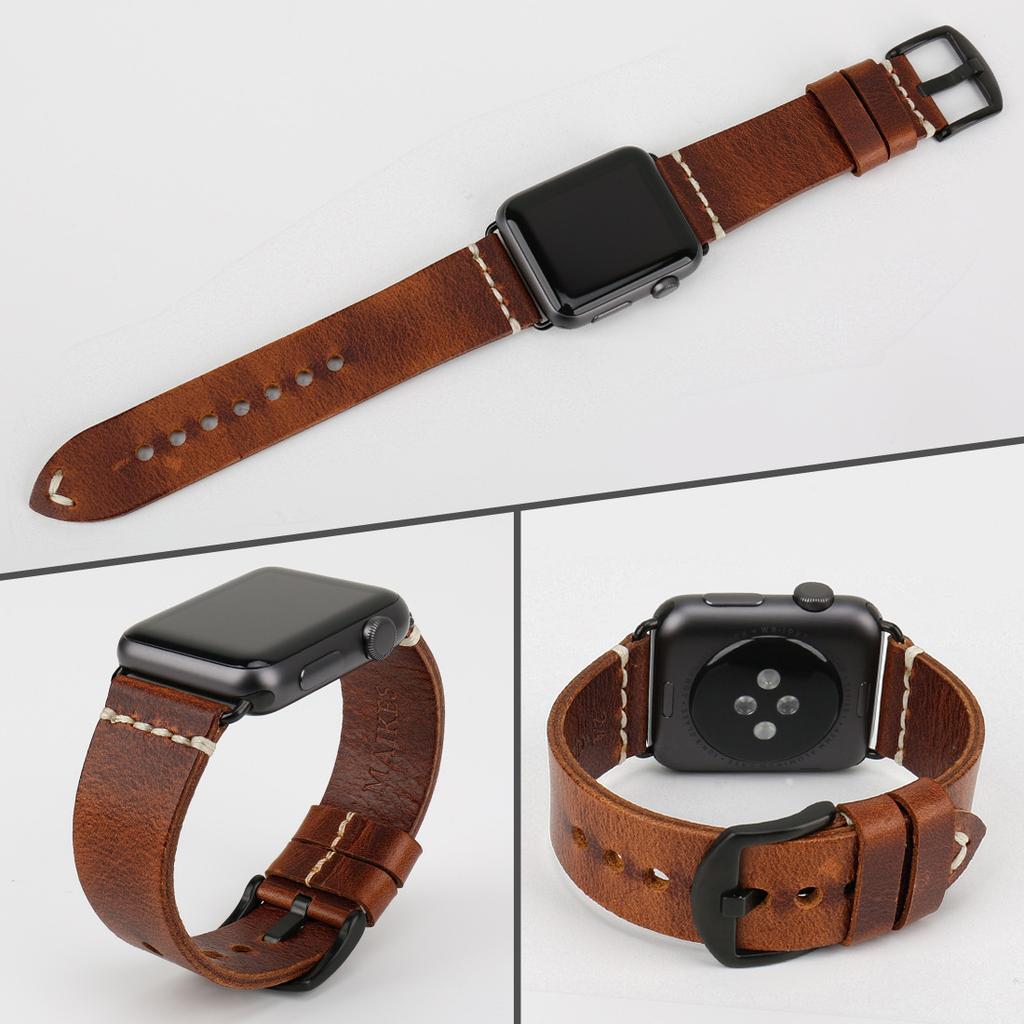 Applicable To Apple Watch Leather Strap Apple Watch Iwatch8 Men'S S7 Women'S Strap