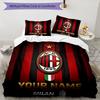 3pcs Custom Name AC Milan Crest Printed Bedding Set Duvet Cover Closure Includes 1 Duvet Cover & 2 Pillowcases, Soft and Comfortable for All Seasons.