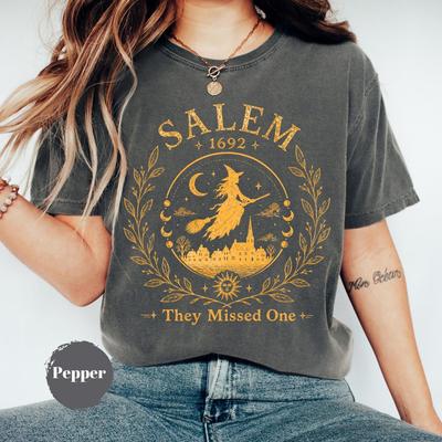 Salem They Missed One Shirt, Vintage Salem Witch Trials Graphic Tee, Halloween Witchy Apparel, Spooky Season Gift