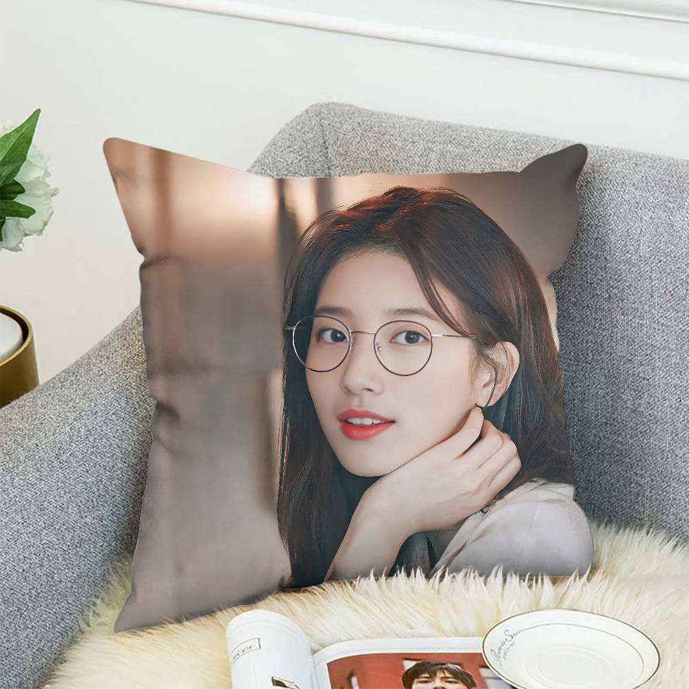 KPOPBBae Suzy Pillow Case Sofa Decorative Home Doublesided Print Plush Square Throw Pillow Cushion Cover