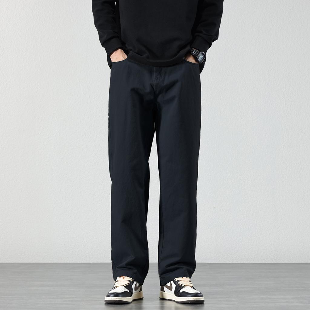 Autumn New Black Velvet Thickened Versatile Casual Pants Men's Loose Straight Trendy Brand Wide-leg Men's Pants Tide