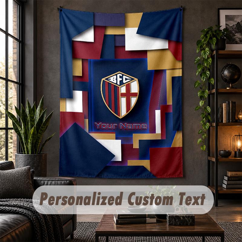 Wall Tapestry Bologna FC Print Custom Name Text Wall Hanging Home Decor