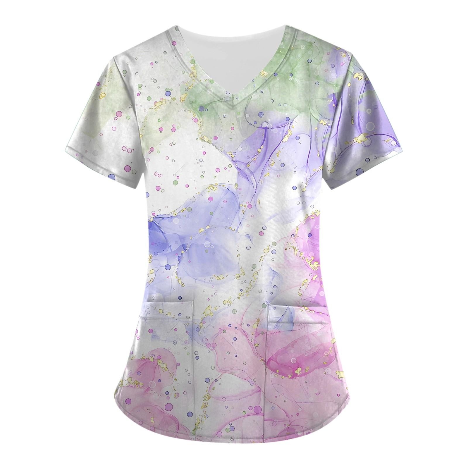 

Женский топ с короткими рукавами и v-образным вырезом с карманом и принтом Love ко Дню святого Валентина XXXL розовый