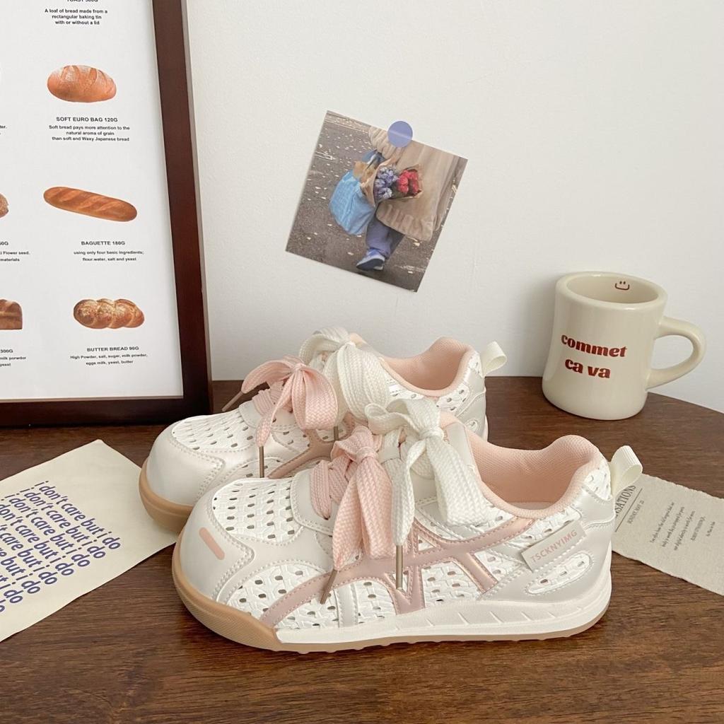 2025 summer new ugly cute hollow hole fashion little white shoes women's German training niche breathable woven sports shoes
