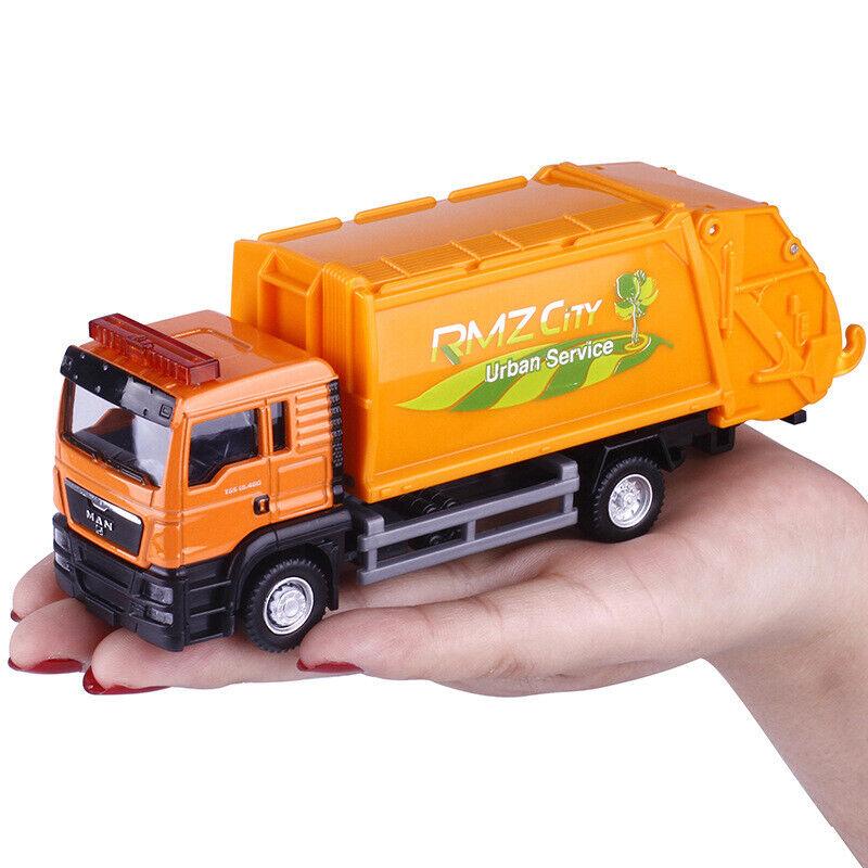 1/64 Man Garbage Truck Trash Bin Model Car Diecast Gift Toy Vehicle Kid