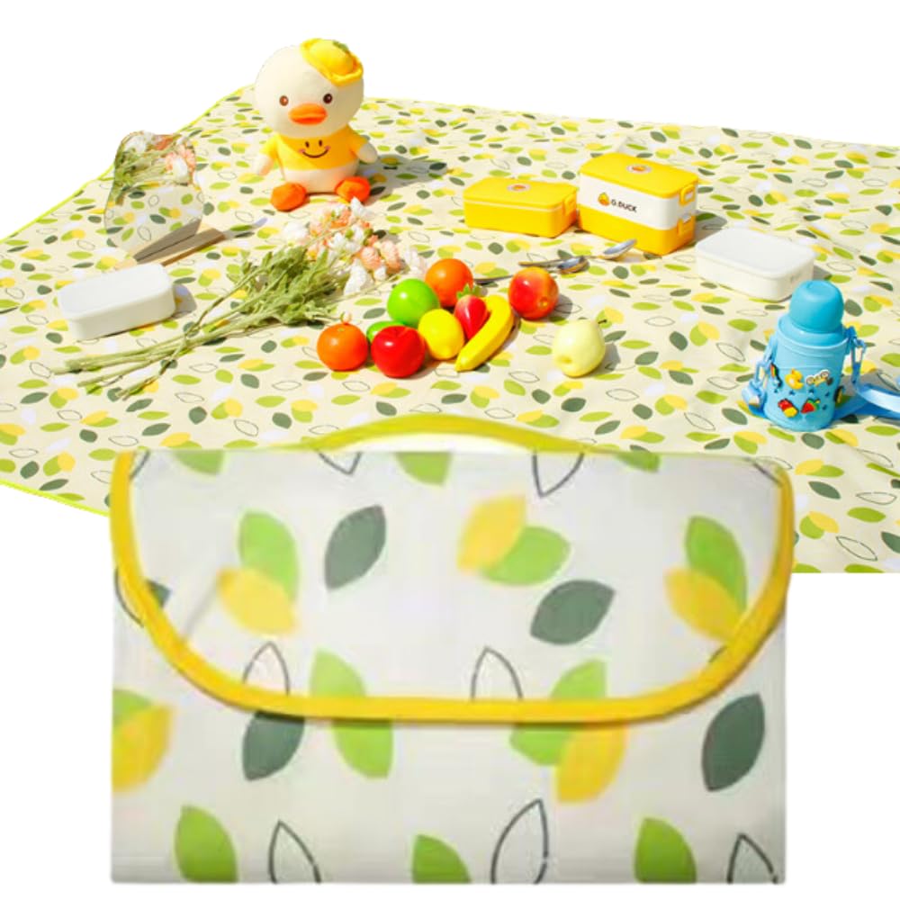 

ORIJIRI Picnic Picnic for the Sea or 150 x 200 for 3 to 6 People Sheet, Large, Thick, Mat, Compact, Waterproof, Foldable, Pool, cm, (Green Leaf)