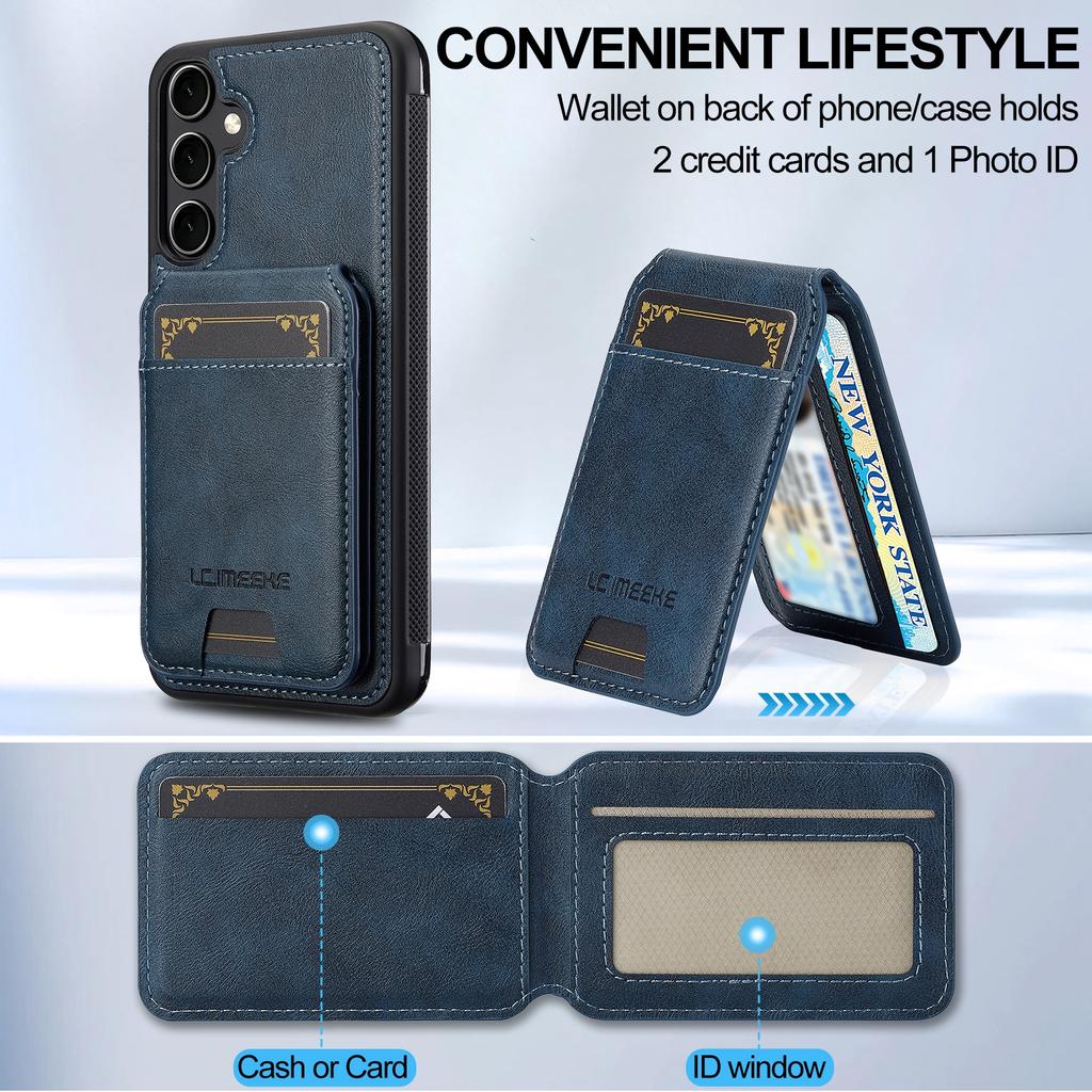 For Samsung Galaxy A55 5G Magnetic Case Detachable Card Holder Leather+TPU Mobile Cover
