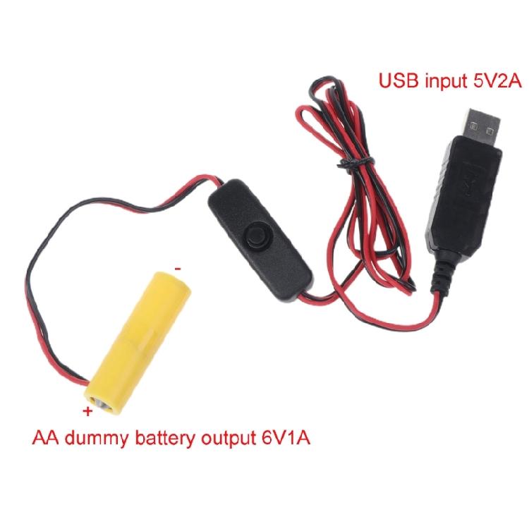 6V LR6 AA Dummy Battery AA Battery Eliminator Cable with Switch Replace 4Pcs AA