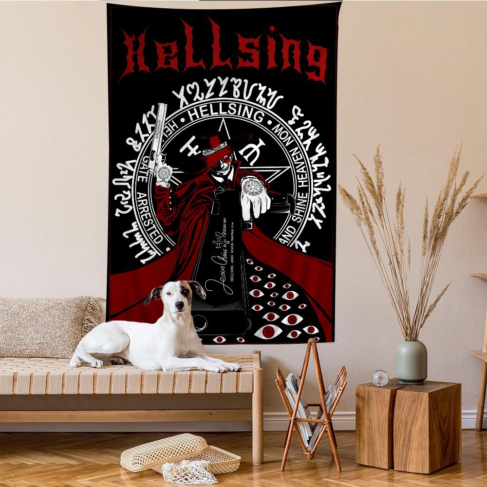 Hellsing Game Anime Tapestry Hippie Flower Wall Carpets Dorm Decor Wall Hanging Home Decor